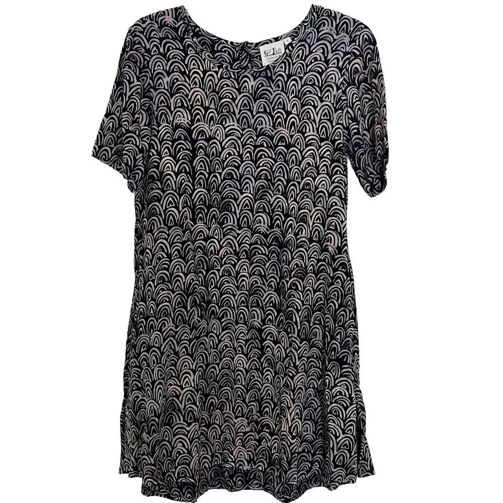 Go Fish shift dress S Batik Rainbow Print NWT